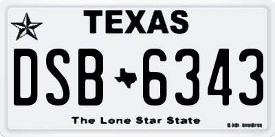 TX license plate DSB6343