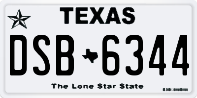 TX license plate DSB6344