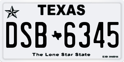 TX license plate DSB6345