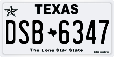 TX license plate DSB6347