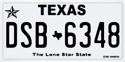 TX license plate DSB6348