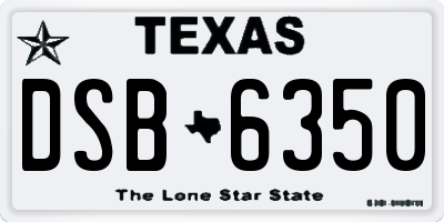 TX license plate DSB6350