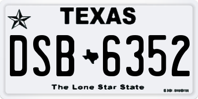 TX license plate DSB6352