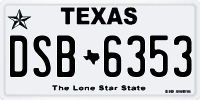 TX license plate DSB6353