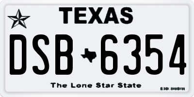 TX license plate DSB6354