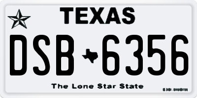 TX license plate DSB6356