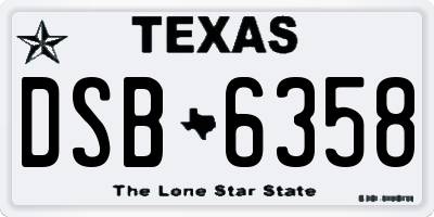 TX license plate DSB6358