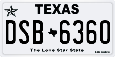 TX license plate DSB6360