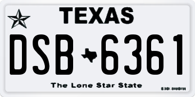 TX license plate DSB6361