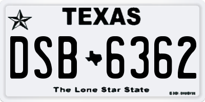 TX license plate DSB6362