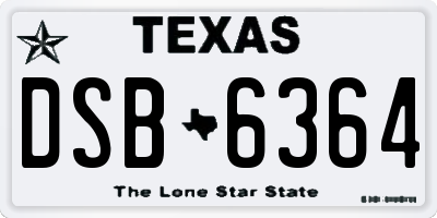 TX license plate DSB6364