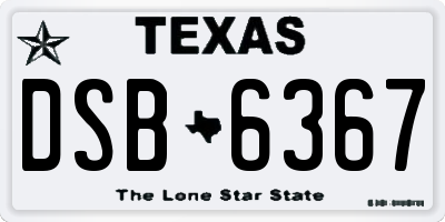 TX license plate DSB6367