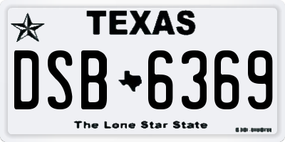 TX license plate DSB6369
