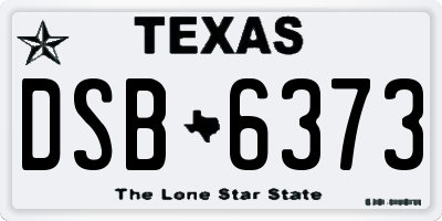 TX license plate DSB6373