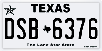 TX license plate DSB6376