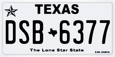 TX license plate DSB6377