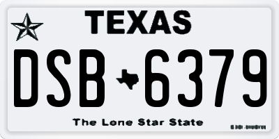 TX license plate DSB6379