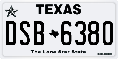 TX license plate DSB6380