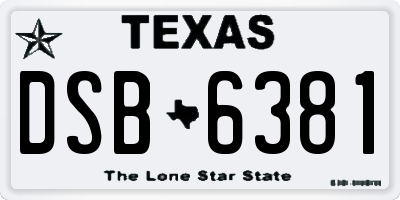 TX license plate DSB6381