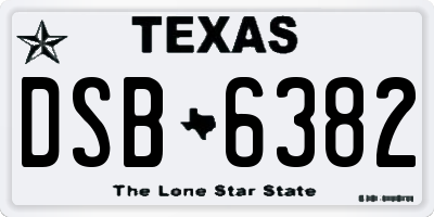 TX license plate DSB6382