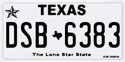 TX license plate DSB6383