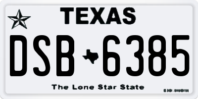 TX license plate DSB6385