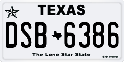 TX license plate DSB6386