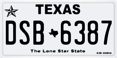 TX license plate DSB6387