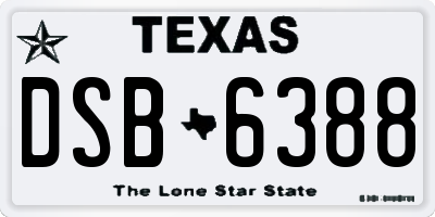 TX license plate DSB6388