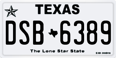 TX license plate DSB6389