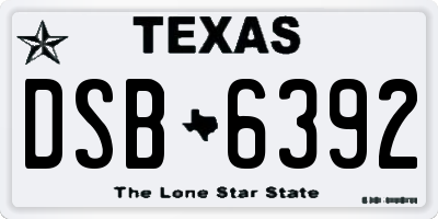 TX license plate DSB6392