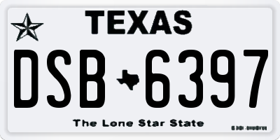TX license plate DSB6397