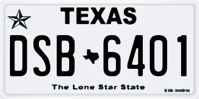 TX license plate DSB6401
