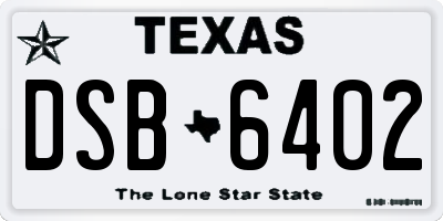 TX license plate DSB6402