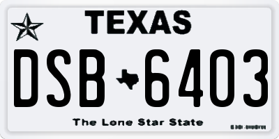TX license plate DSB6403