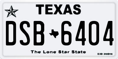 TX license plate DSB6404