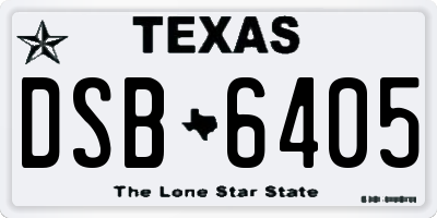 TX license plate DSB6405