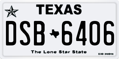 TX license plate DSB6406