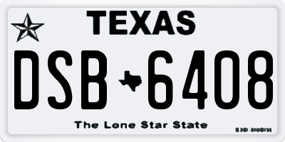 TX license plate DSB6408