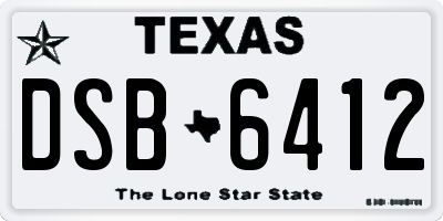 TX license plate DSB6412