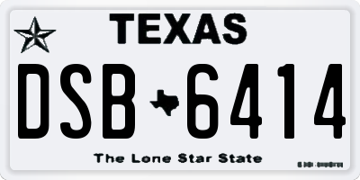 TX license plate DSB6414