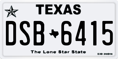 TX license plate DSB6415