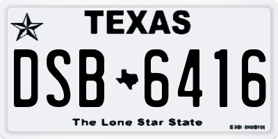 TX license plate DSB6416