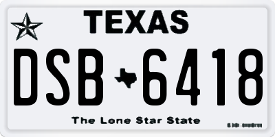 TX license plate DSB6418