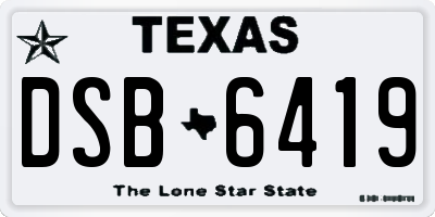 TX license plate DSB6419