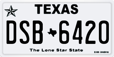 TX license plate DSB6420