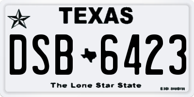 TX license plate DSB6423
