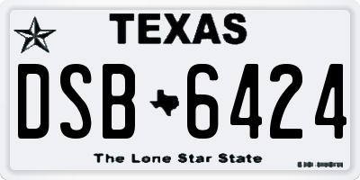 TX license plate DSB6424