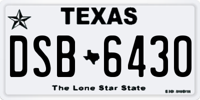 TX license plate DSB6430