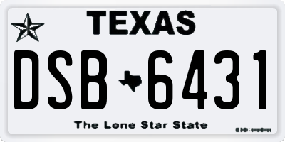 TX license plate DSB6431